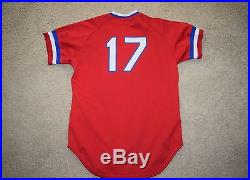 Vtg 80s 1984 Texas Rangers Game Team Issue Red alternate Mickey Rivers jersey 17
