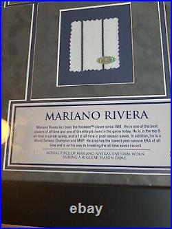 Vtg. Picture Of Mariano Rivera With Actual Piece Of Mariano's Uniform Worn