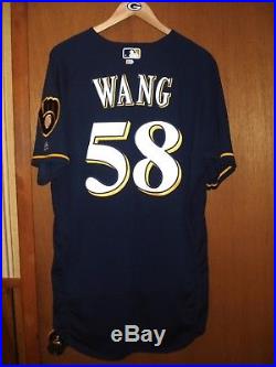Wei-Chung Wang Game Used 9/2/17 Milwaukee Brewers Jersey MLB Hologram JB899734