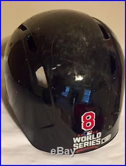 World Series 2016 Game Used Helmet, CUBS WIN, Worn Throughout Season