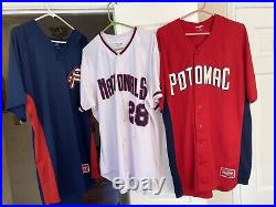 X3 vintage Potomac Nationals cannons washington game worn used jersey x3