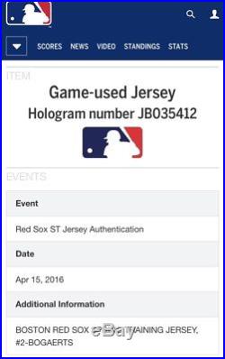 Xander Bogaerts Game Used Worn MLB Boston Red Sox Spring Training Jersey 2016
