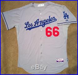 Yasiel Puig MLB Holo Game Used Jersey 2014 Away Los Angeles Dodgers