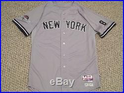 Young 2015 Yankees Game Jersey Road SZ 46 Berra postseason patches Steiner MLB