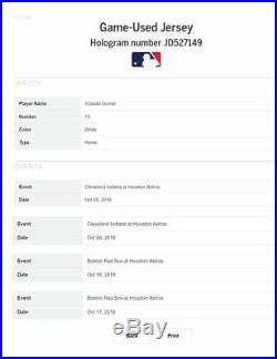 Yuli Gurriel 2018 Astros Game Used ALDS/ALCS Home Jersey Postseason MLB 4 Games