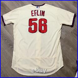 Zach Eflin game used worn 2022 Phillies cream jersey MLB COA