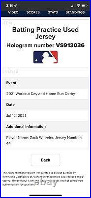 Zach Wheeler All Star Day Worn Jersey MLB Cert
